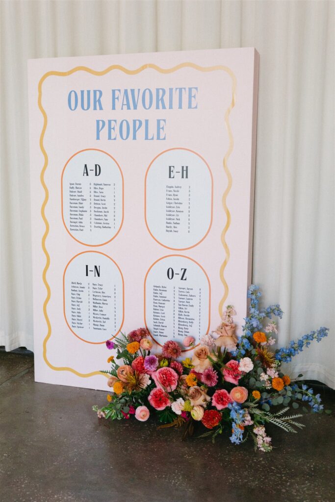 Creative wedding seating chart display.