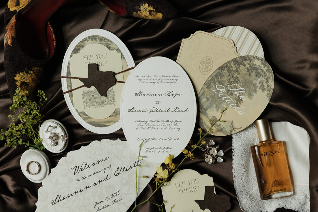 The most top-rated wedding stationery studio in Austin created this gorgeous invitation suite