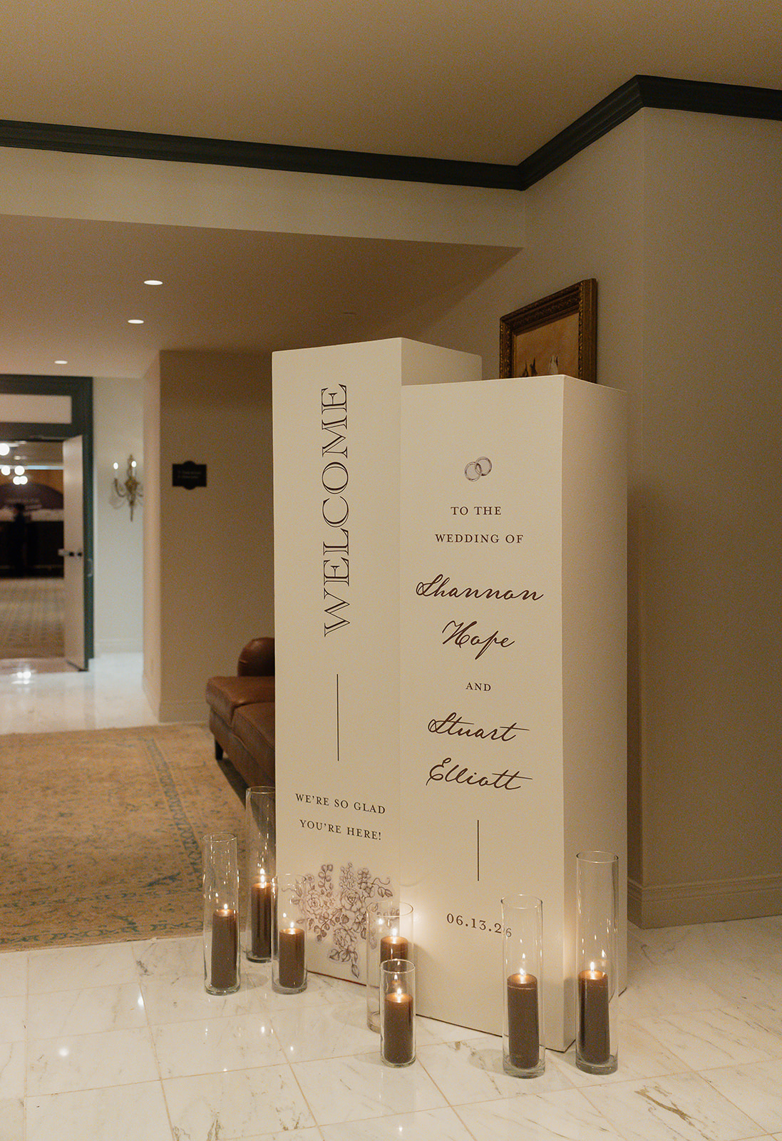Wedding welcome sign in ATX at The Driskill