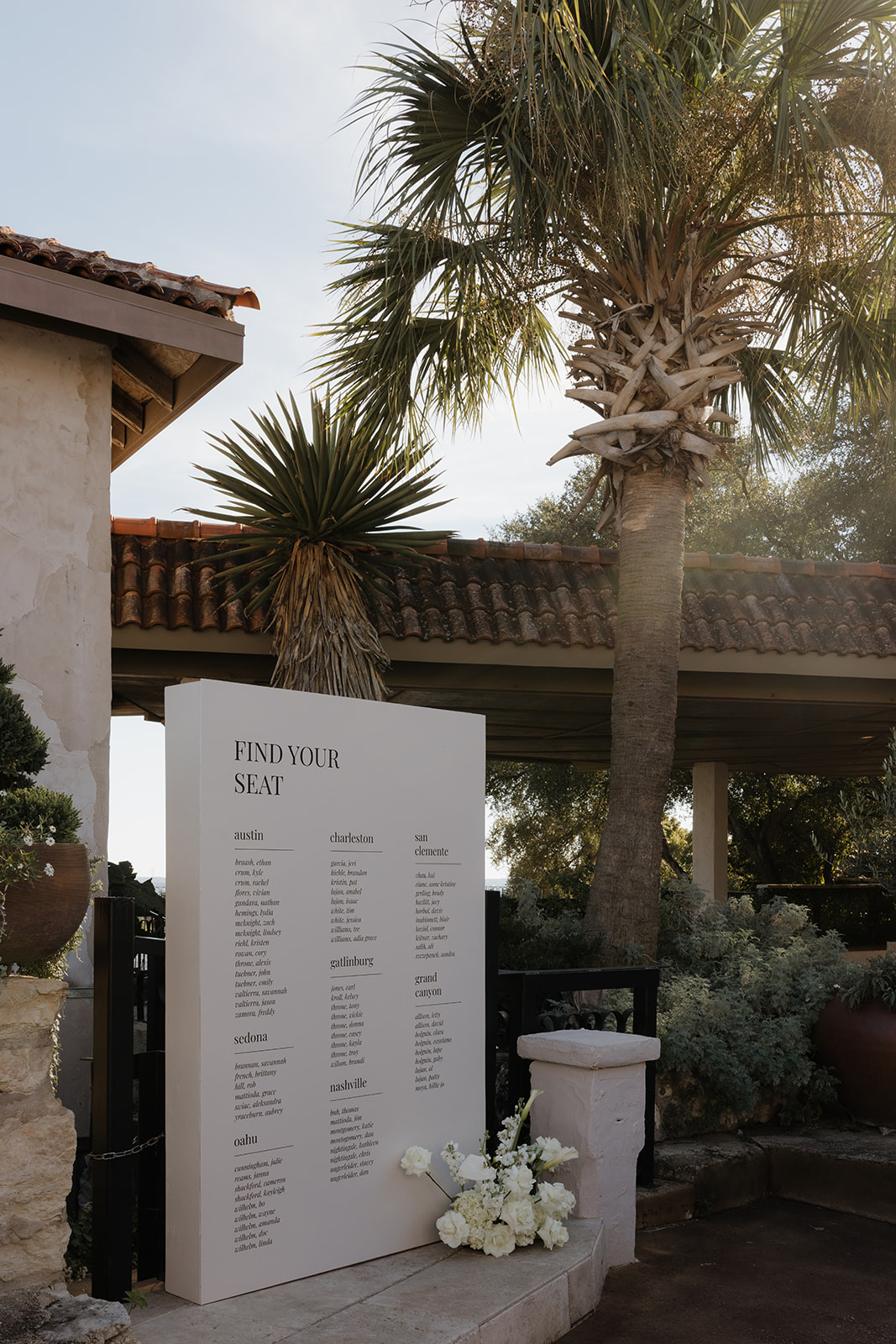 Seating chart design installation at Villa Antonia