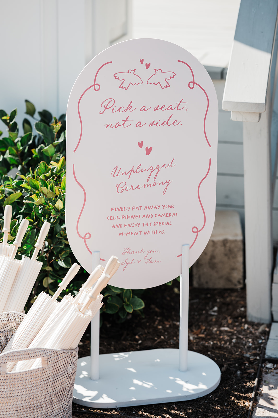 Unplugged wedding sign details